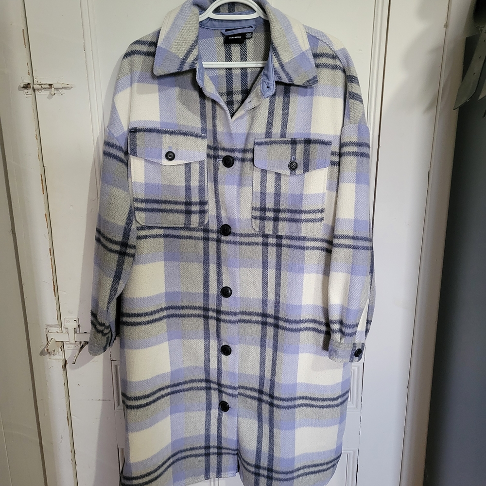 Vero Moda Blue and Gray Plaid Jacket